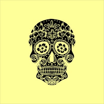 Mexican Skull Vector with Pattern. old school tattoo style Skull tattoo design sketch. Black and white illustration. mexican skull illustration
