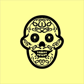 Mexican Skull Vector with Pattern. old school tattoo style Skull tattoo design sketch. Black and white illustration. mexican skull illustration