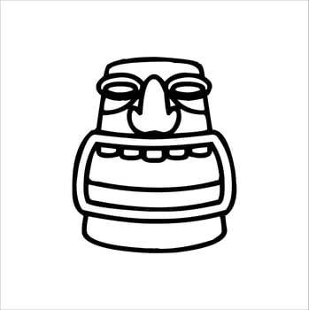 Silhouette of Tiki idol icon. Simple illustration of a tiki idol icon for web design isolated on a white background, Tiki tribal wooden mask, tropical exotic plant and bamboo board. Traditional Hawaii vector