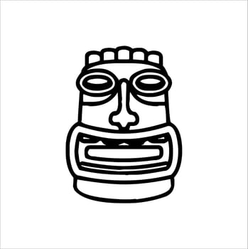 Silhouette of Tiki idol icon. Simple illustration of a tiki idol icon for web design isolated on a white background, Tiki tribal wooden mask, tropical exotic plant and bamboo board. Traditional Hawaii vector