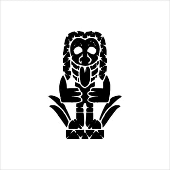 Silhouette of Tiki idol icon. Simple illustration of a tiki idol icon for web design isolated on a white background, Tiki tribal wooden mask, tropical exotic plant and bamboo board. Traditional Hawaii vector
