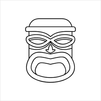 Silhouette of Tiki idol icon. Simple illustration of a tiki idol icon for web design isolated on a white background, Tiki tribal wooden mask, tropical exotic plant and bamboo board. Traditional Hawaii vector