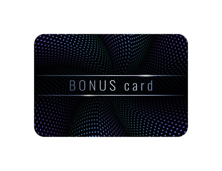 Bonus card, design plastic card, spiral abstract design, debit, credit, isolated white background. vector