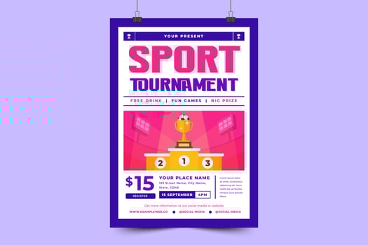 Football tournament, sport event flyer or poster design template easy to customize vector