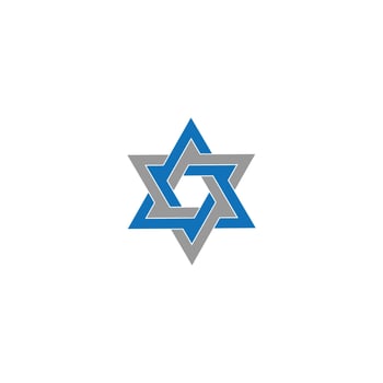 Blue and Grey Interlocking Star of David Symbol vector