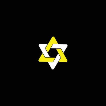 Yellow and White Interwoven Star of David Symbol vector