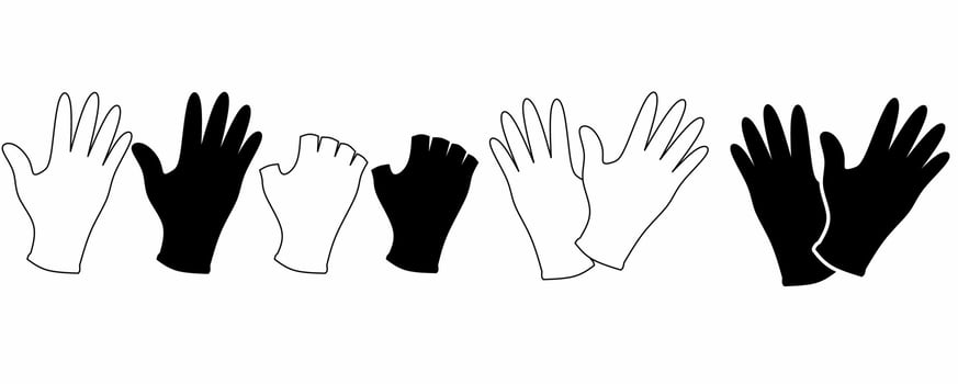 outline Silhouette gloves icon set isolated on white background vector