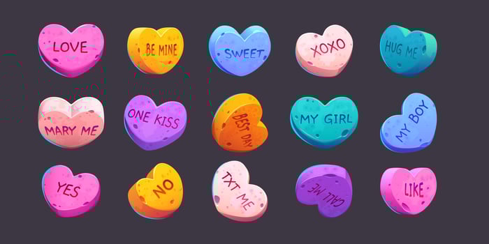 Conversation candy for valentine day, love hearts vector