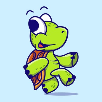 Cute turtle cartoon icon illustration animal vector
