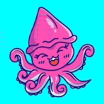 Cute octopus cartoon vector icon illustration
