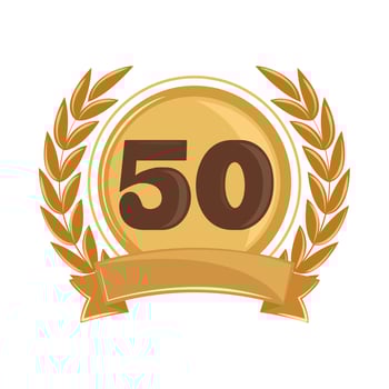 50 anniversary event golden badge vector