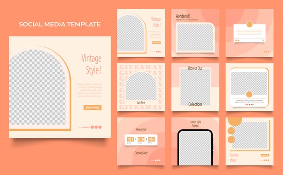 social media template banner fashion sale promotion in brown beige color vector