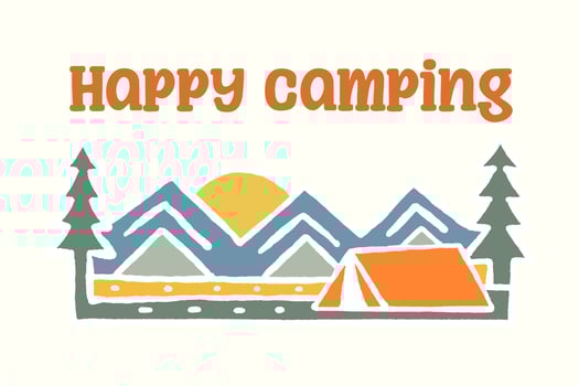 Happy camping nature adventure for badge sticker graphic illustration vector art t-shirt design