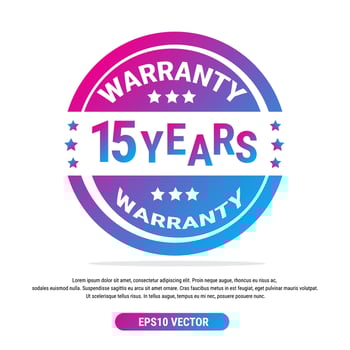 Warranty 15 years isolated vector label on white background. Guarantee service icon template