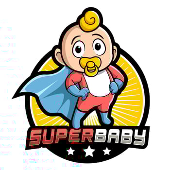 Cartoon Baby Hero Mascot Logo illustration template vector