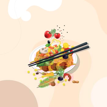 Delicious Healthy food and traditional restaurants, cooking, menu, vector illustration