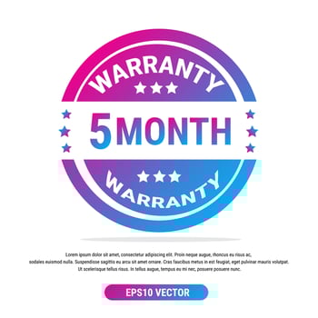 Warranty 5 month isolated vector label on white background. Guarantee service icon template