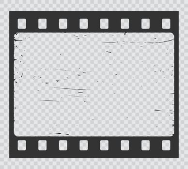 Grunge movie film strip, isolated filmstrip frame vector