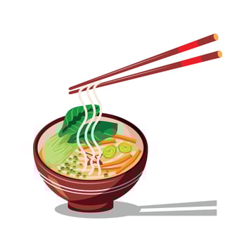 Asian Vegetarian Vegetable Noodle Soup, Traditional Dish. Plate With Food, Close-up. White Background, Isolated Object. Traditional Japanese Soup. Healthy Food, Seafood vector