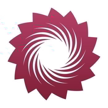 Swirl flower sign. Burgundy round sign. vector