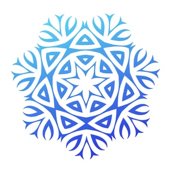 Geometric abstract snowflake figure. Winter blue snowflake. vector