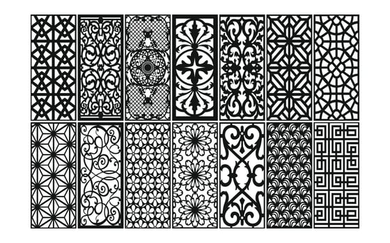 Decorative floral patterns, geometric template for cnc laser cutting vector