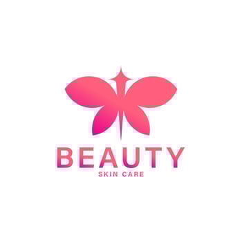 beauty skin care logo with butterfly symbol vector