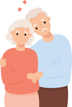 Old, aged man hugging an woman png