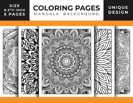 Mandala floral pattern coloring page for adults relaxation, Coloring pages mandala background, Black and white mandala coloring pages, mandala hand drawn outlined line art pattern pro vector