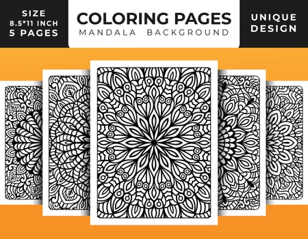 Mandala floral pattern coloring page for adults relaxation, Coloring pages mandala background, Black and white mandala coloring pages, mandala hand drawn outlined line art pattern pro vector