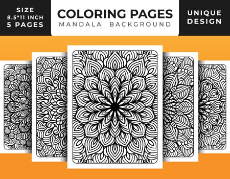 Mandala floral pattern coloring page for adults relaxation, Coloring pages mandala background, Black and white mandala coloring pages, mandala hand drawn outlined line art pattern pro vector