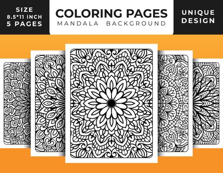 Mandala floral pattern coloring page for adults relaxation, Coloring pages mandala background, Black and white mandala coloring pages, mandala hand drawn outlined line art pattern pro vector