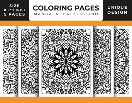 Mandala floral pattern coloring page for adults relaxation, Coloring pages mandala background, Black and white mandala coloring pages, mandala hand drawn outlined line art pattern pro vector