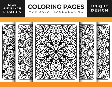 Mandala floral pattern coloring page for adults relaxation, Coloring pages mandala background, Black and white mandala coloring pages, mandala hand drawn outlined line art pattern pro vector
