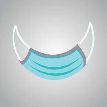 Surgical face mask, vector illustration, blue medical corona virus protection mask front side