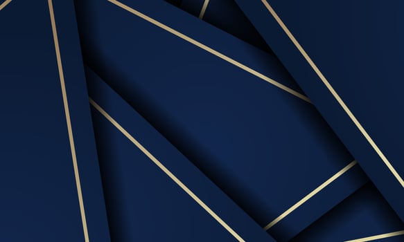 abstract triangle blue light luxury gold line background vector