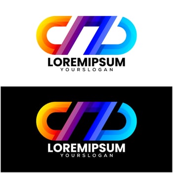 letter c n d gradient  logo design vector