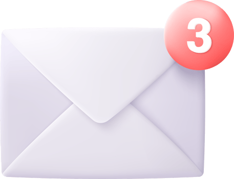 3d mail envelope icon with notification new message png