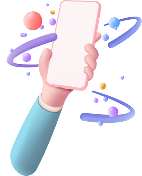 3D hand holding mobile phone isolated on pastel background png