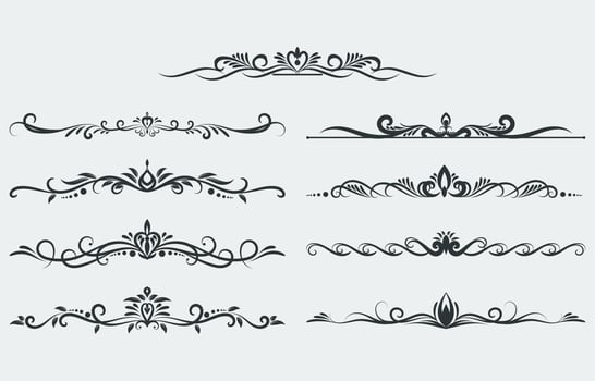 Text dividers template vector. Swash collections. Text divider for frame, border, title, pages. Vintage illustration template. Vector eps 10.