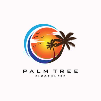 palm tree logo vector illustration design, minimalist icon template
