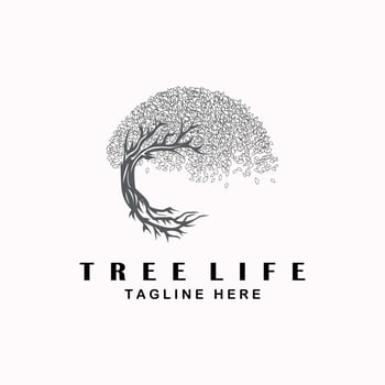 tree life line art minimalist illustration design icon logo vector