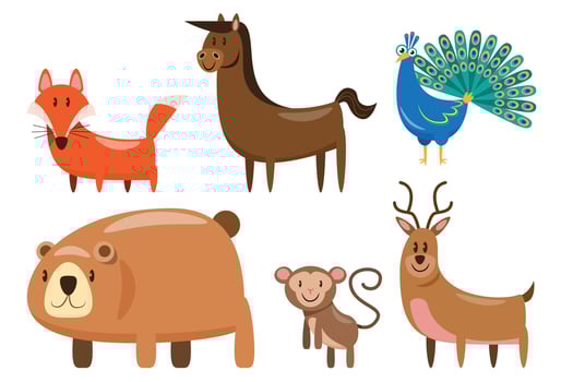 set of animals wildlife character vector illustration