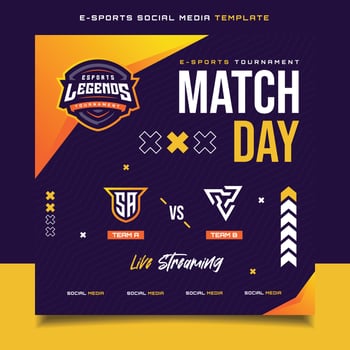 Match Day E-sports Gaming Banner Template for social media Flyer with Logo vector