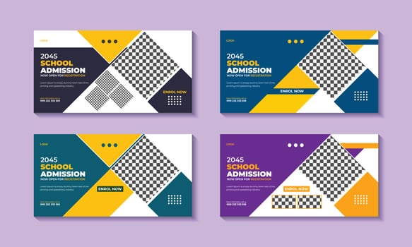 School admission social media web banner design. Kids school education admission social media post template. Back to school admission promotion banner design. vector