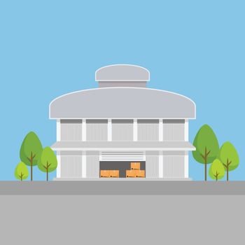 Factory building warehouses in flat style vector