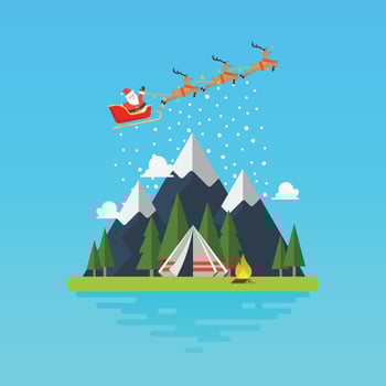Santa sleigh with landscape vector