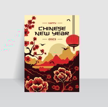 Happy Chinese New Year. Traditional poster concept with black, red, and yellow colors combination vector