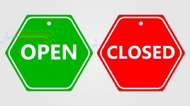 Open and closed signs. Vector illustration.