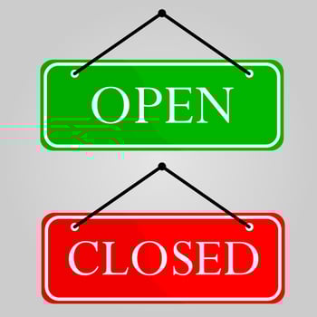 Open and closed signs. Vector illustration.